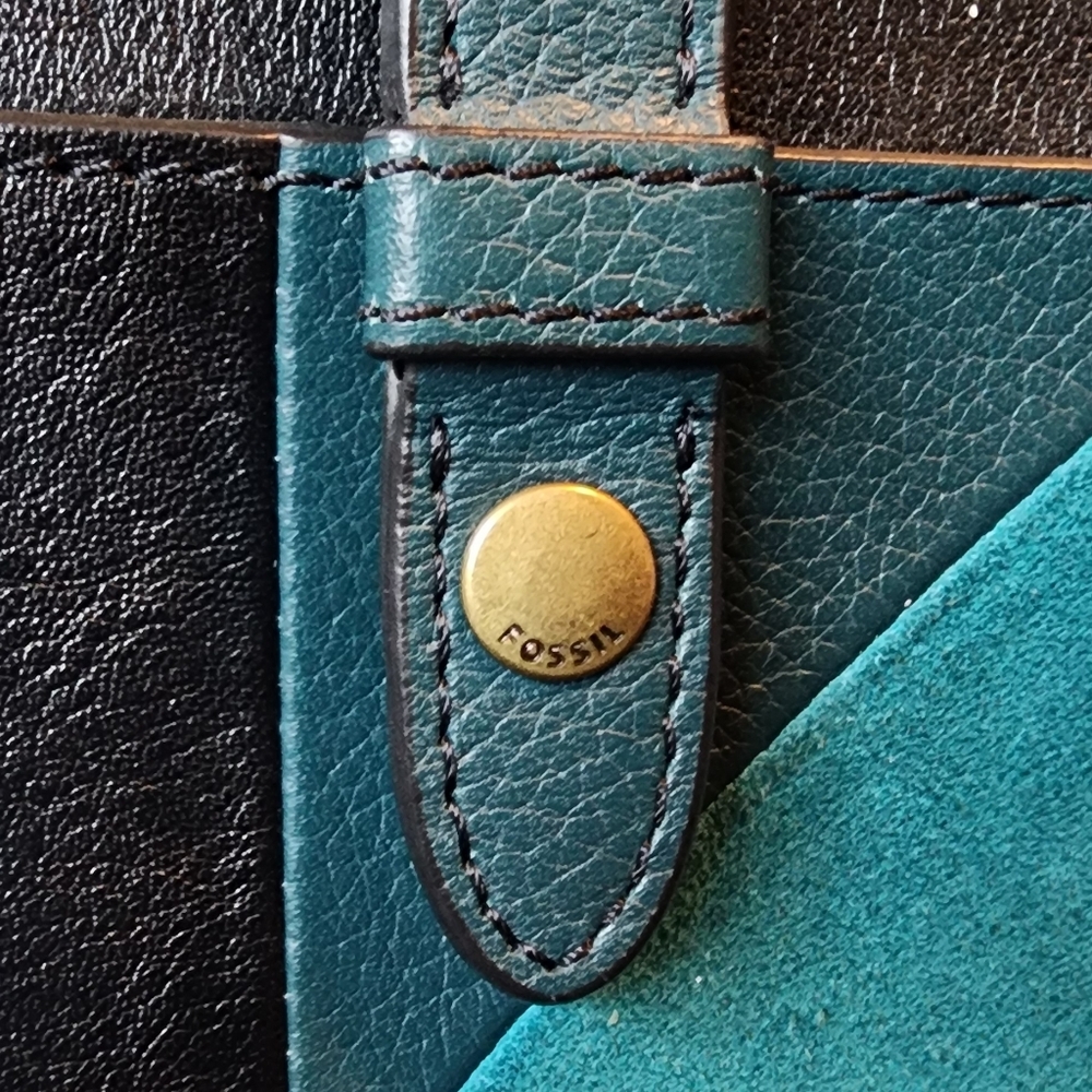 Fossil Multicolor Patchwork Wallet - Teal, Brown,… - image 5